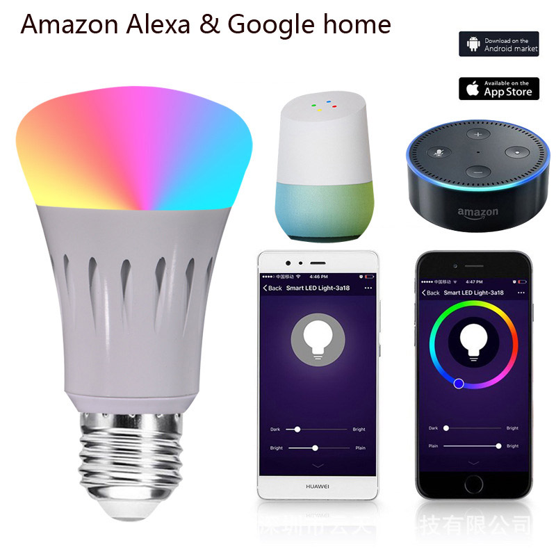 E27 11W RGBW Smart WiFi Dimmable Color LED Light Bulb, AC 85-265V, Work With Alexa & Google Assistant